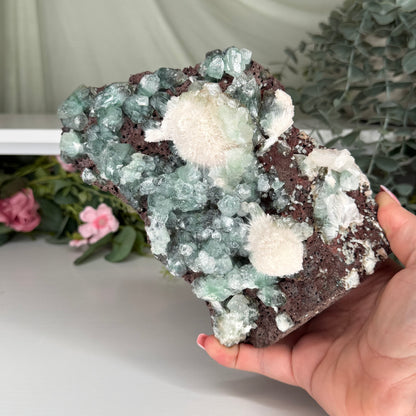 Green Apophyllite With Mordenite (1204g)