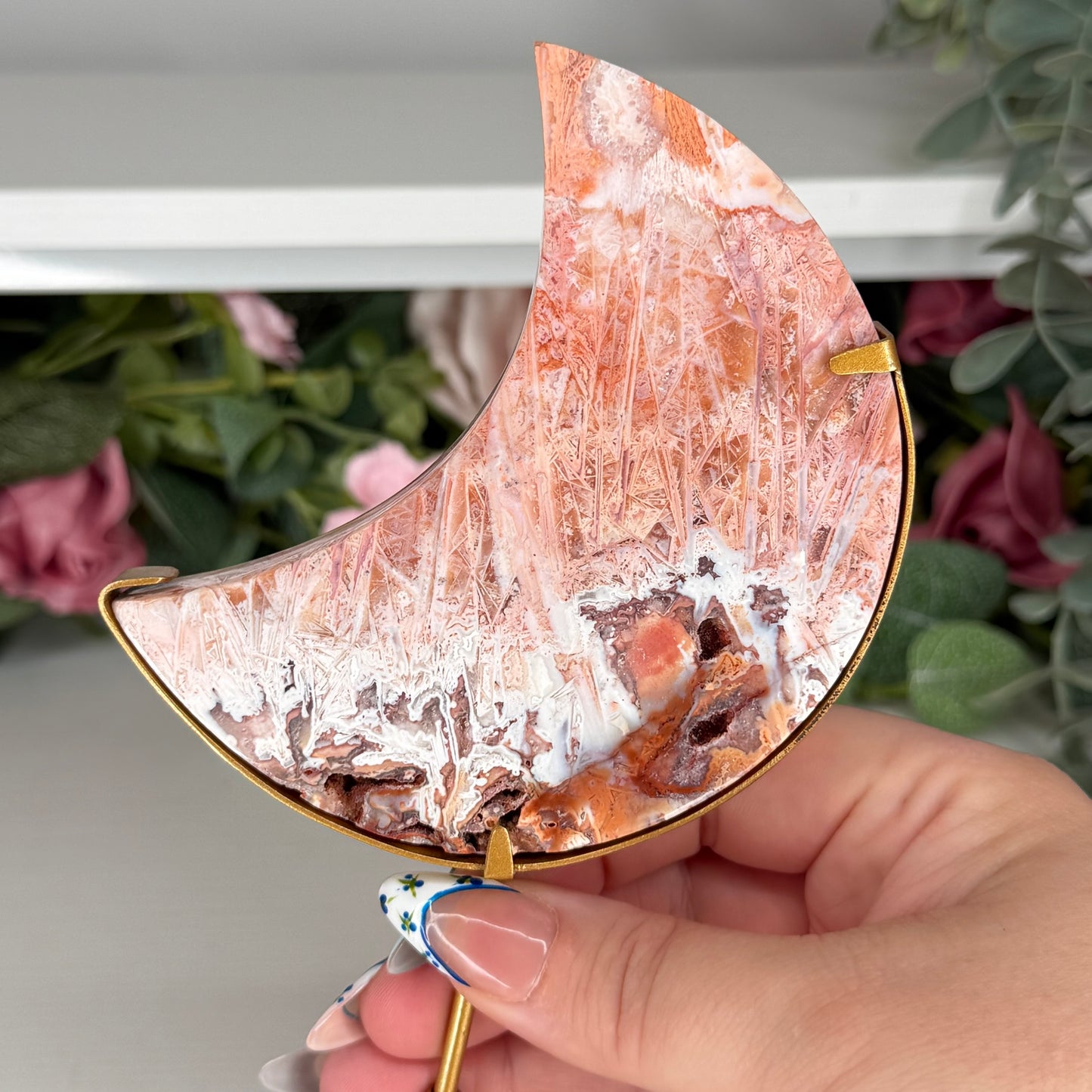 Pink Stick Agate Moon C