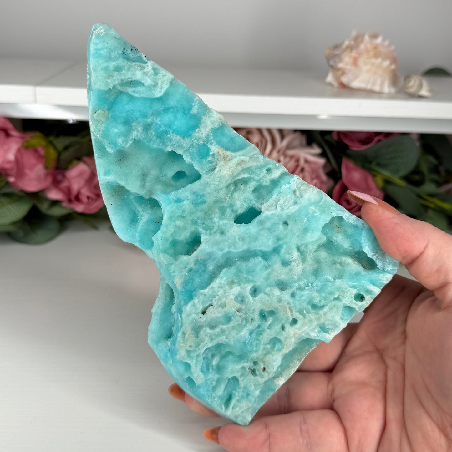 Blue Aragonite Half Polished Freeform