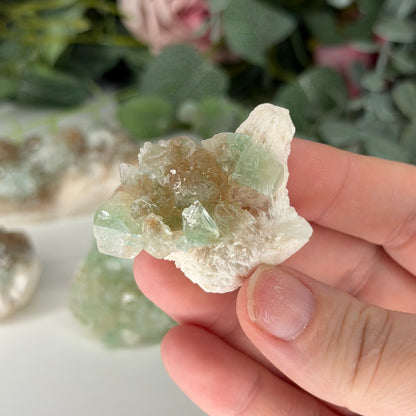 Green & Orange Apophyllite On Mordenite