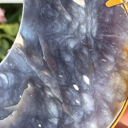 Purple Chalcedony Moon On Custom Stand
