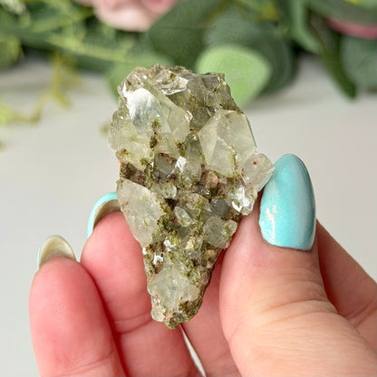 Small Epidote With Quartz Clusters