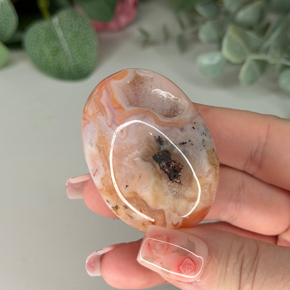 Carnelian Flower Agate Palmstone