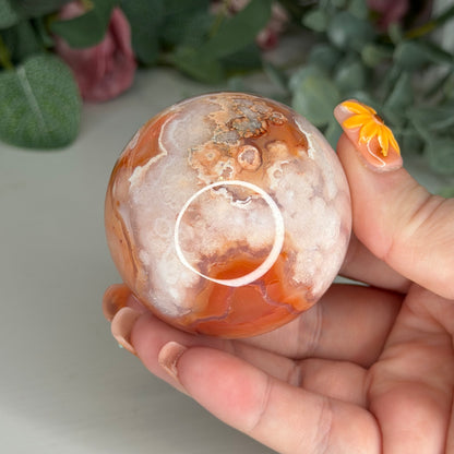 Carnelian Flower Agate Sphere F