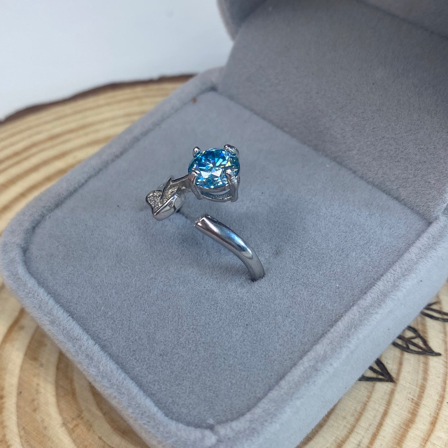Blue Moissanite S925 Adjustable Ring