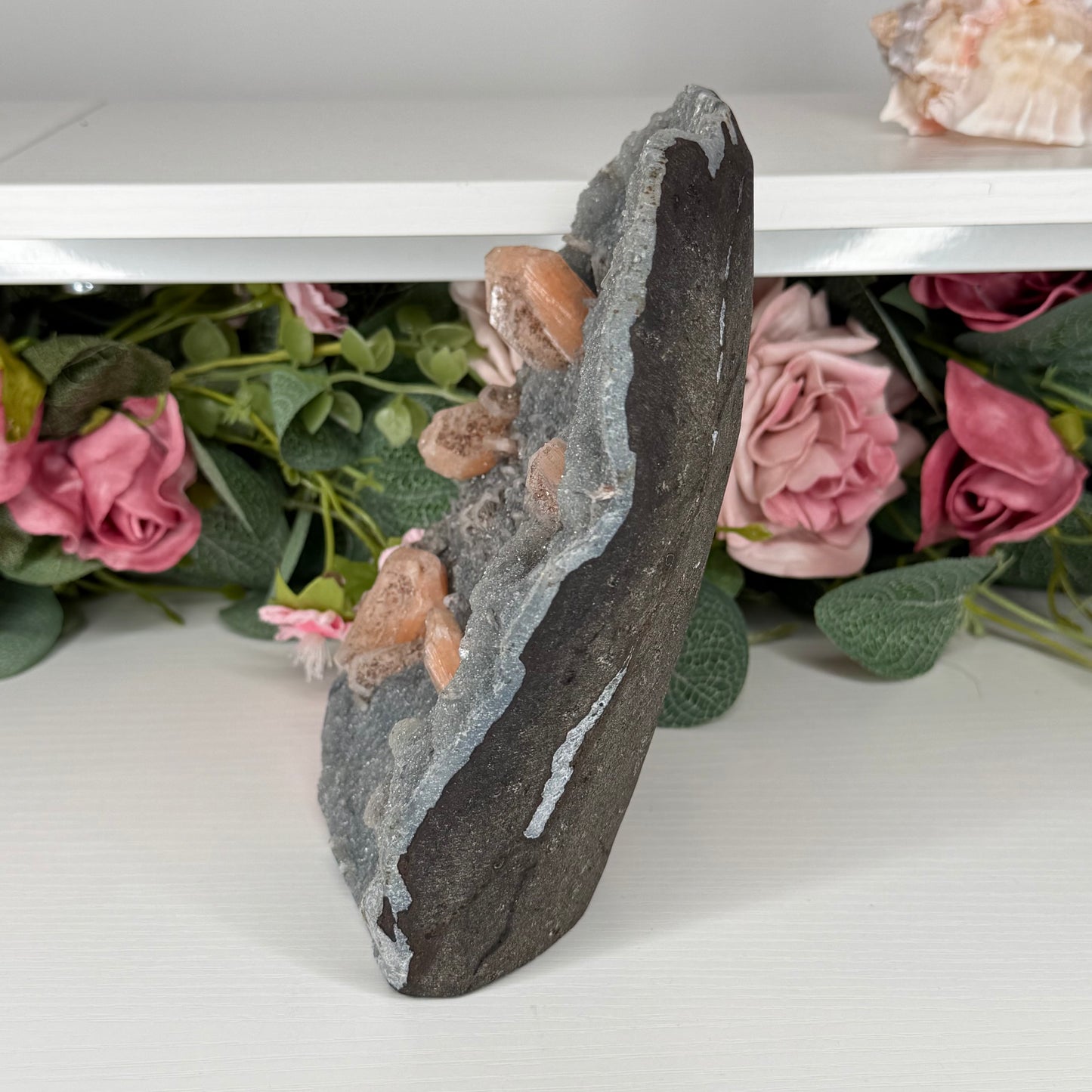 Blue Chalcedony With Stilbite & Calcite 1217g
