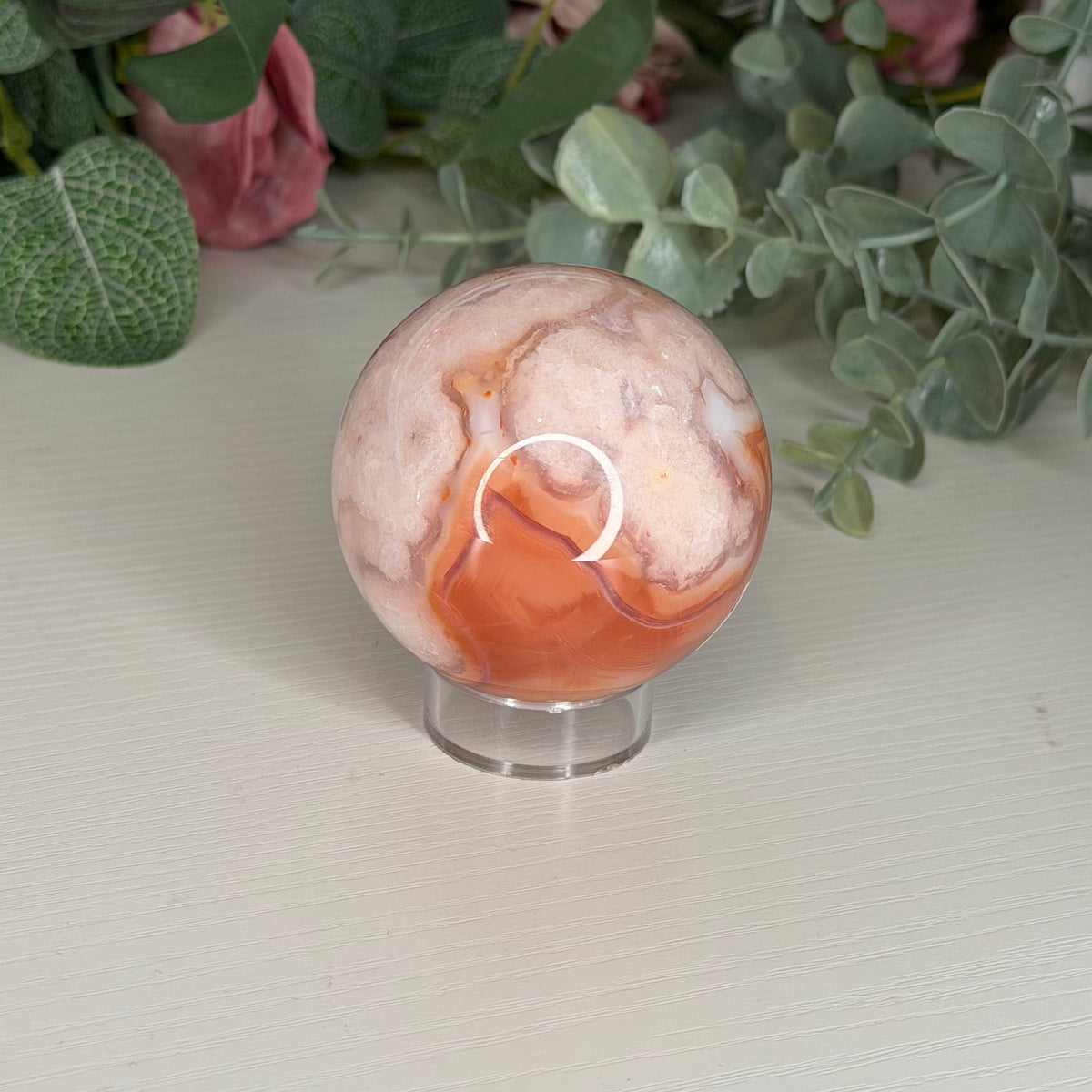 Carnelian Flower Agate Sphere F