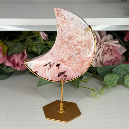 Pink Stick Agate Moon B