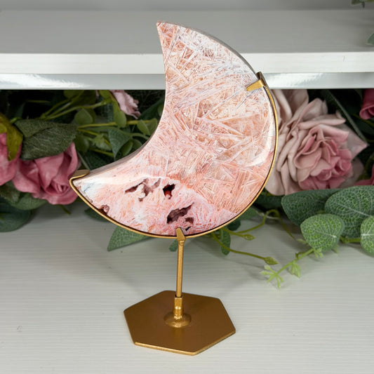 Pink Stick Agate Moon B