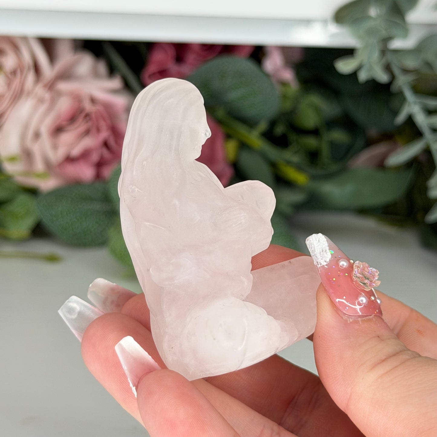 Rose Quartz Mum & Baby Carving