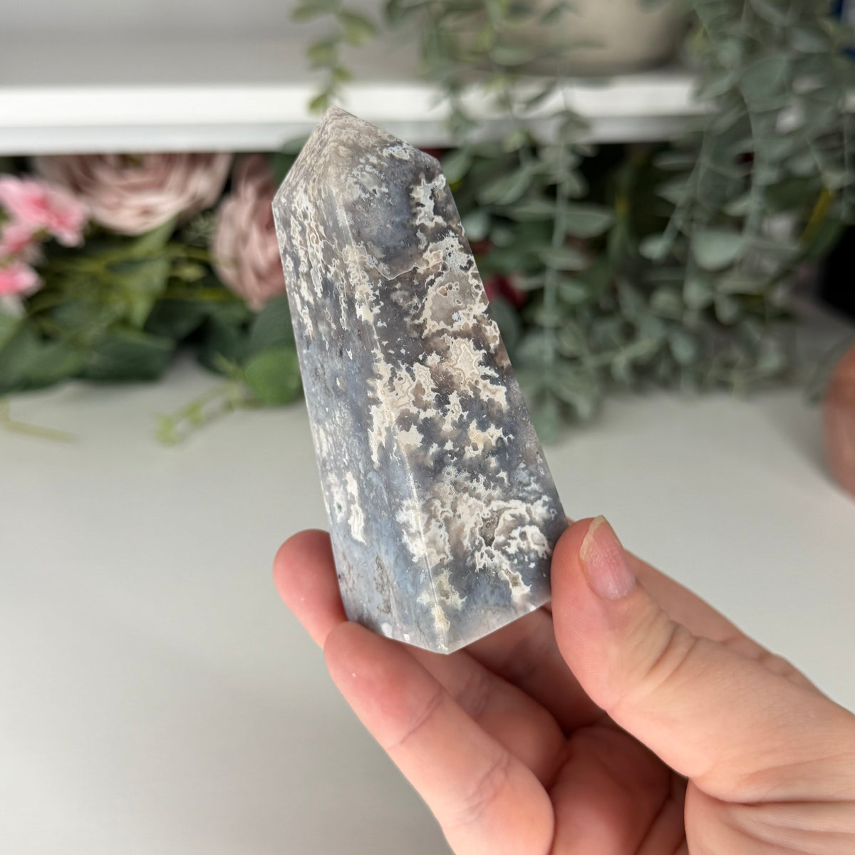 Blue Plume Agate Tower