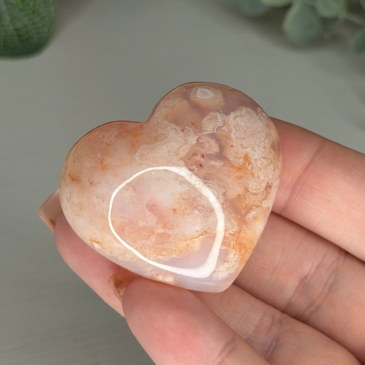 Carnelian Flower Agate Heart