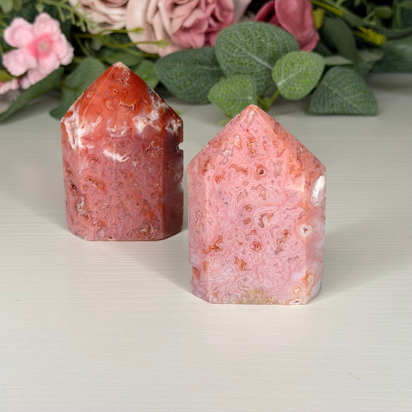 Pink Carnelian Domino Towers