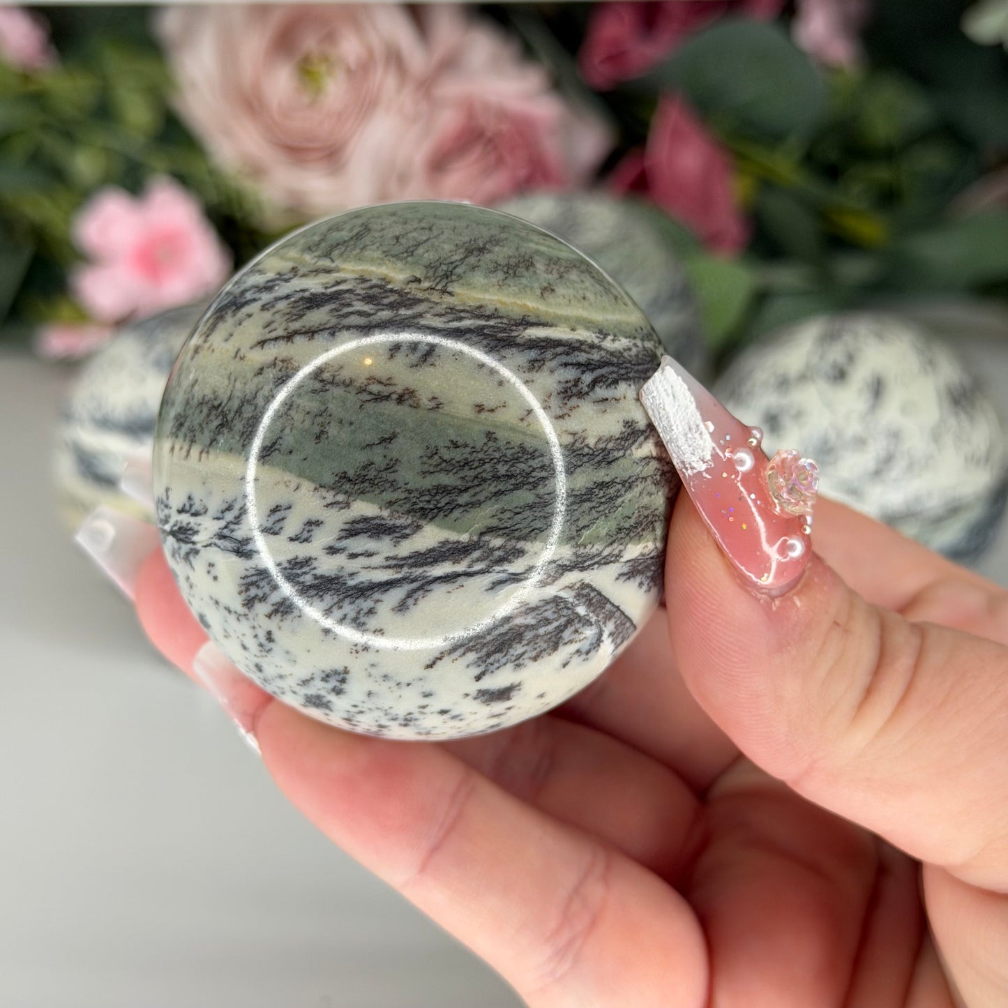 Dendritic Green Picture Jasper Spheres