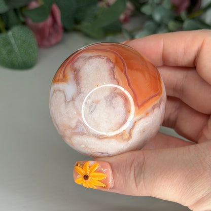 Carnelian Flower Agate Sphere F