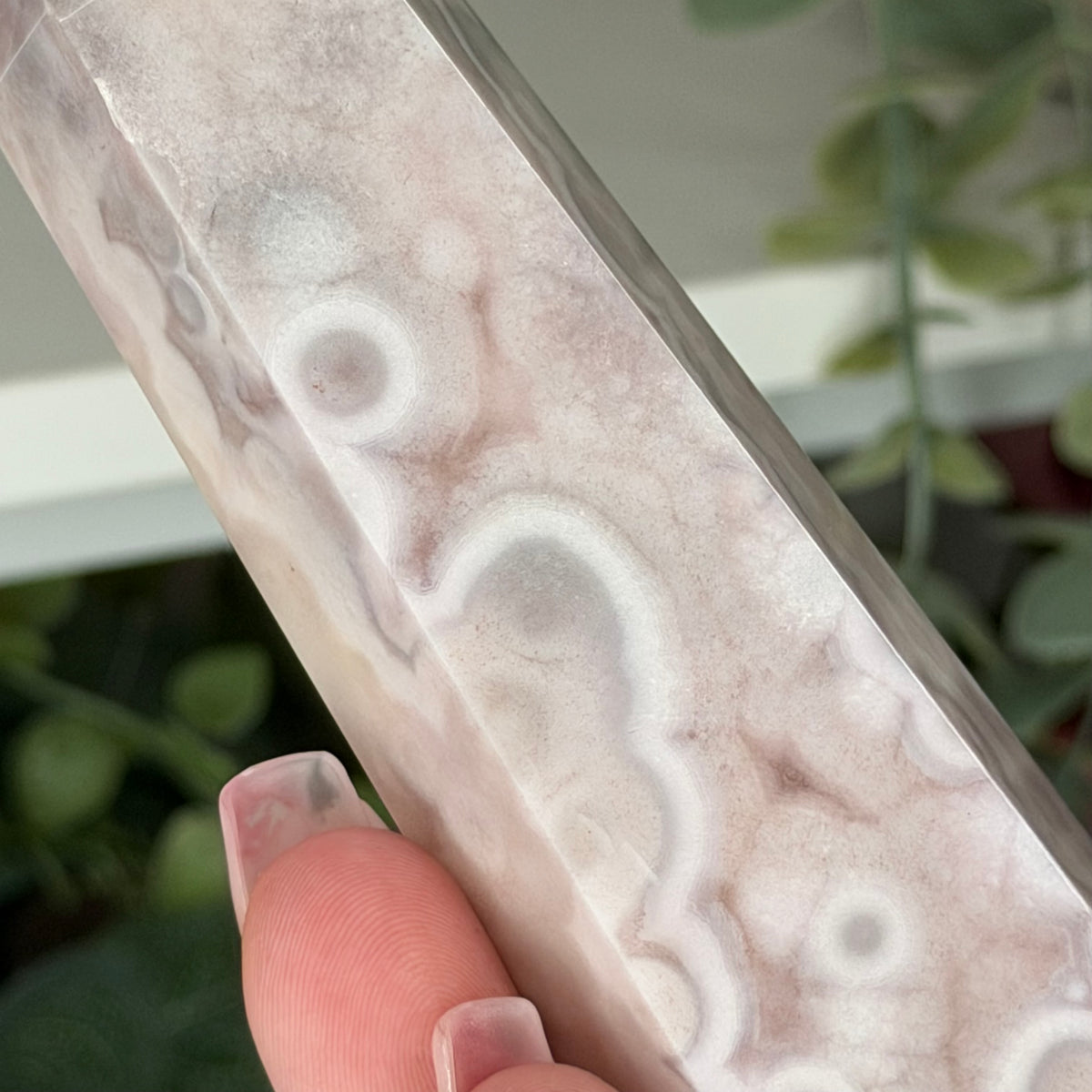 Pink Amethyst With Flower Agate Tower D