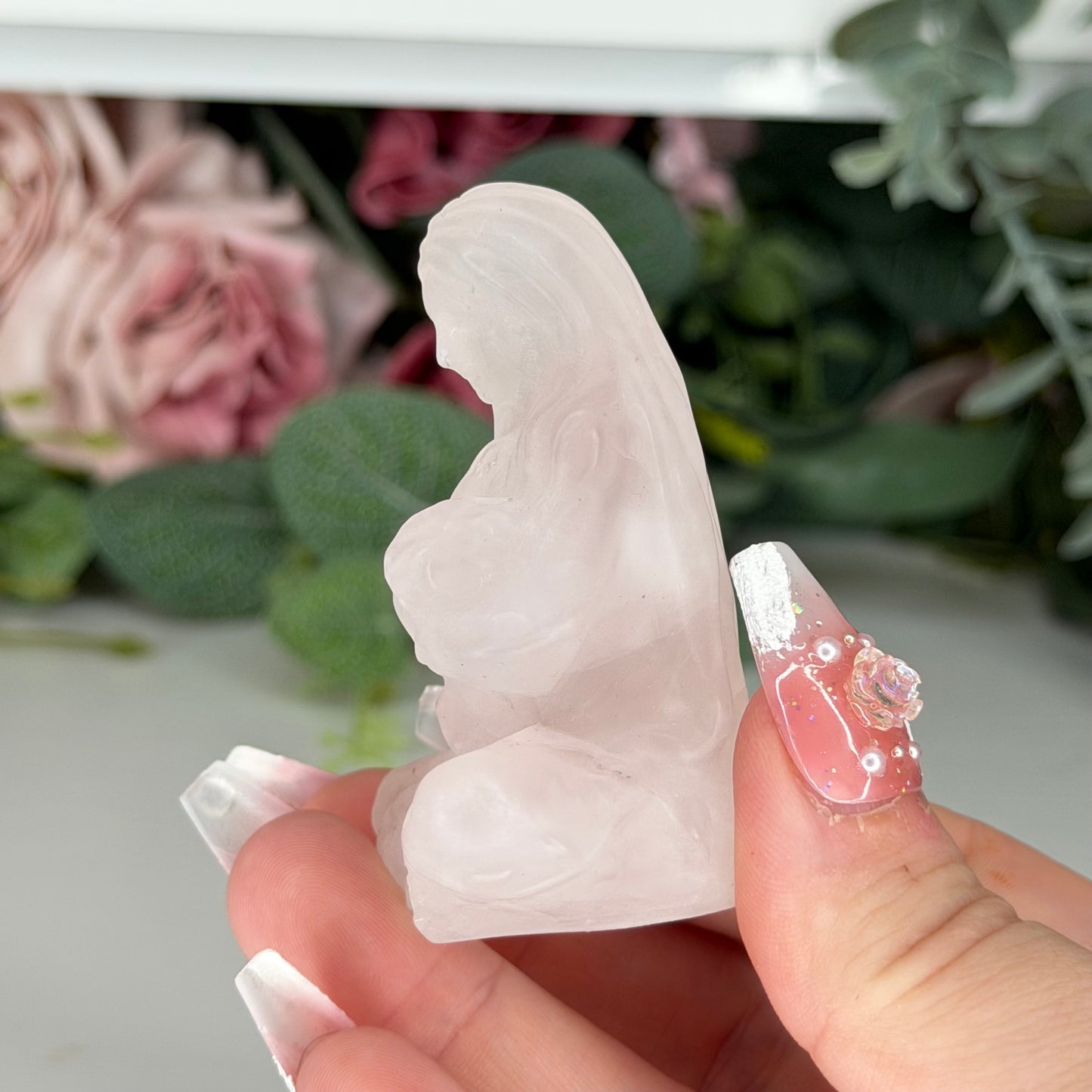 Rose Quartz Mum & Baby Carving