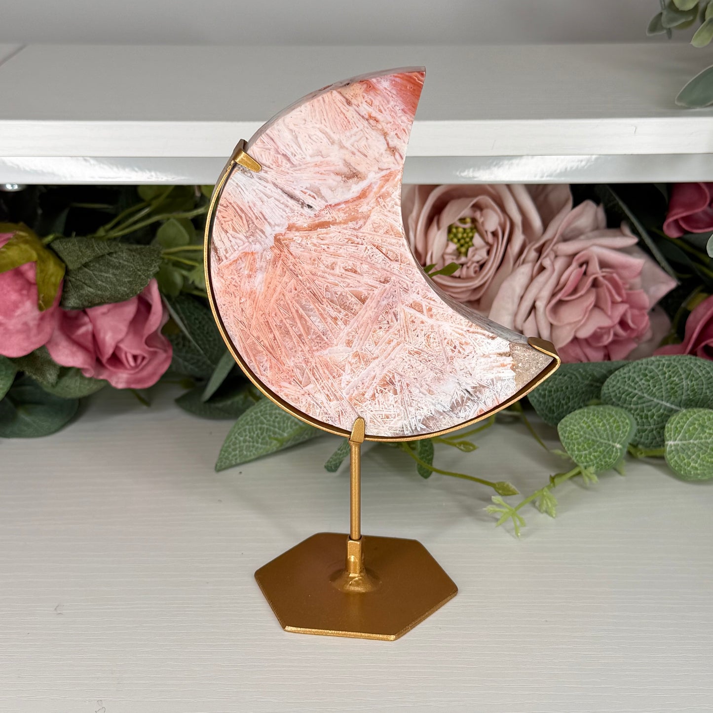 Pink Stick Agate Moon A
