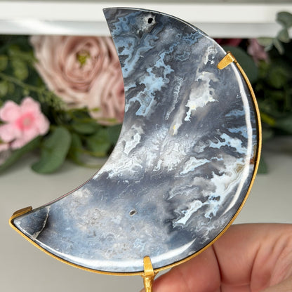 Blue Plume Agate Moon A