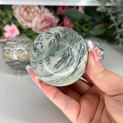 Dendritic Green Picture Jasper Spheres