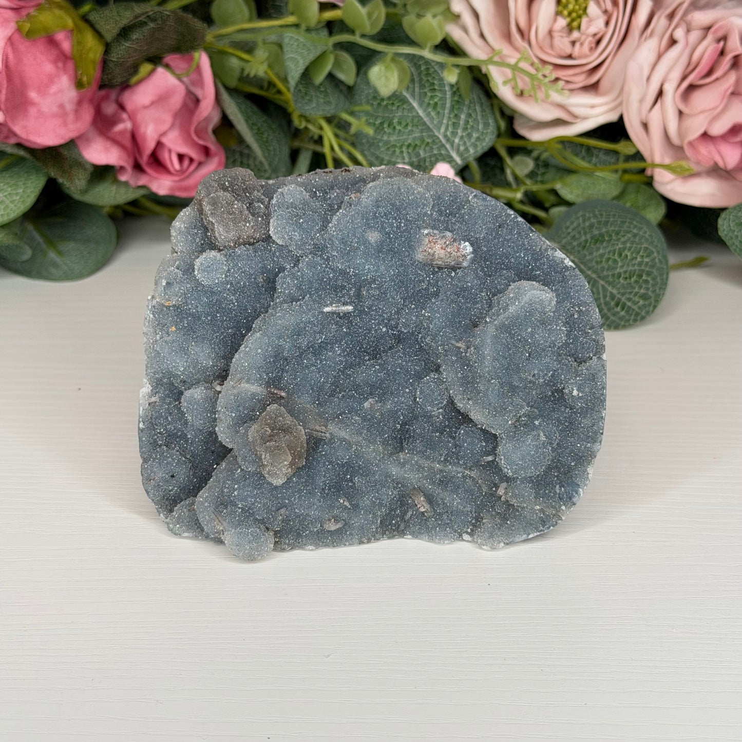 Blue Chalcedony With Stilbite & Calcite 463g