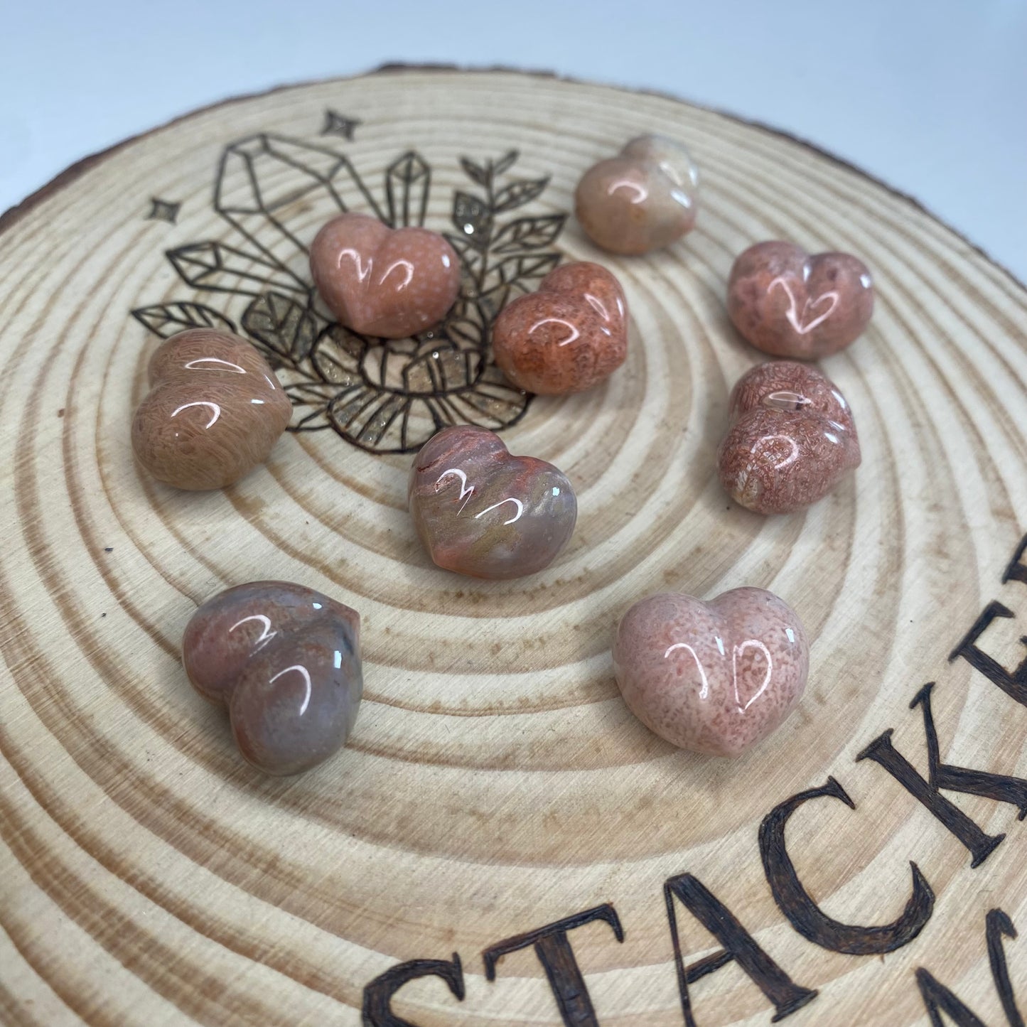 Mini Coral Jade Puffy Hearts (Intuitively Chosen)