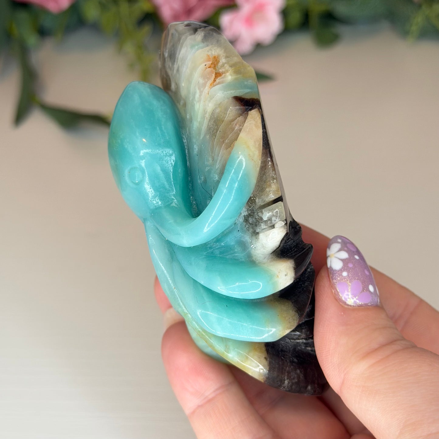 Amazonite Octopus Carving