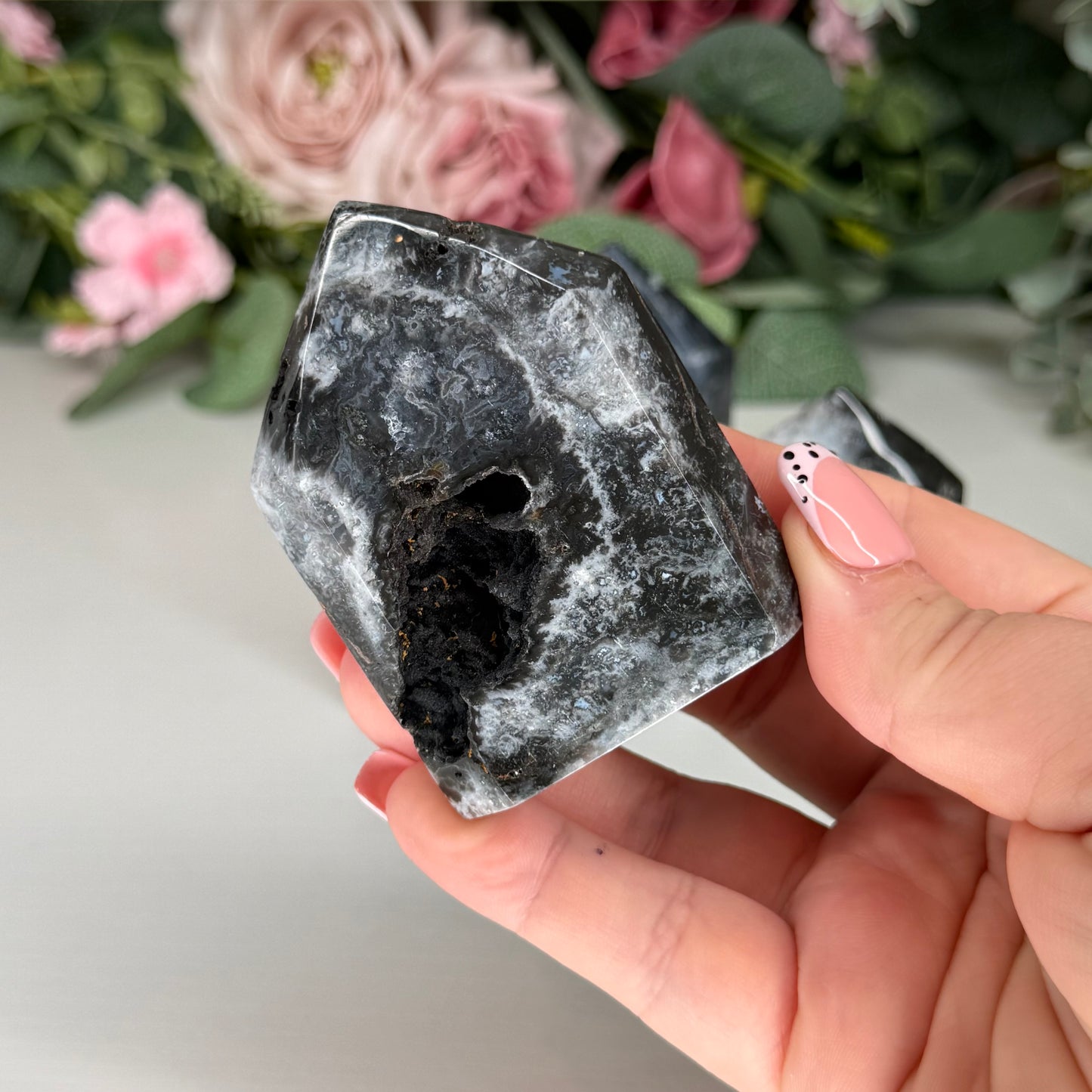 Blue Plume Agate Domino Towers