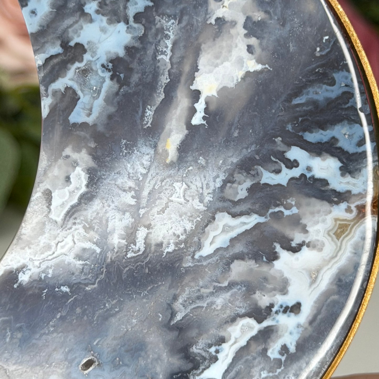 Blue Plume Agate Moon A