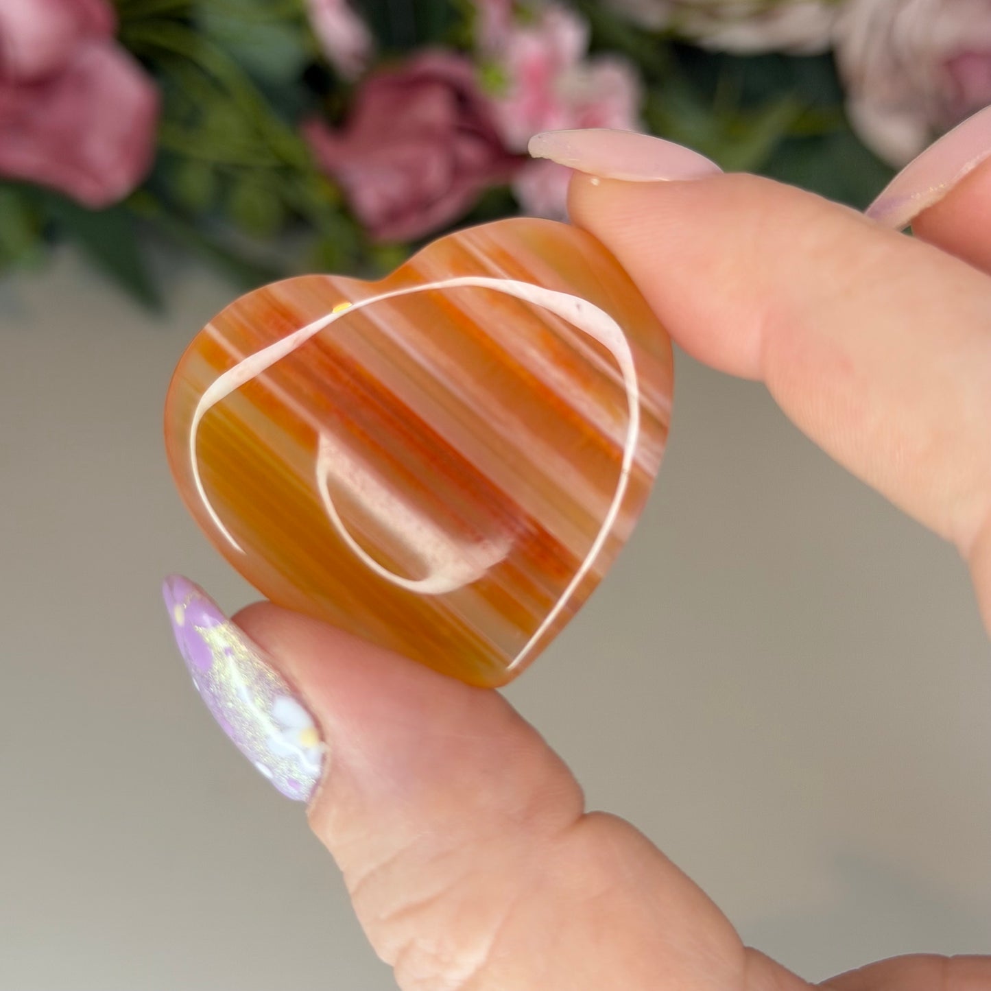 Carnelian Heart Shaped Worry Stone (Intuitively Chosen)