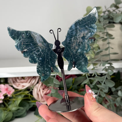 Moss Agate Butterfly Wings