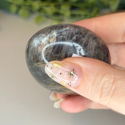 Chunky Black Moonstone Palmstones