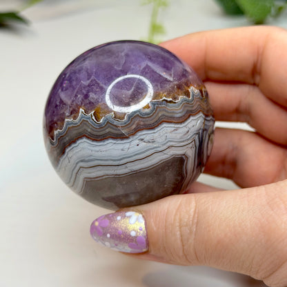 Amethyst with Lace Agate Spheres