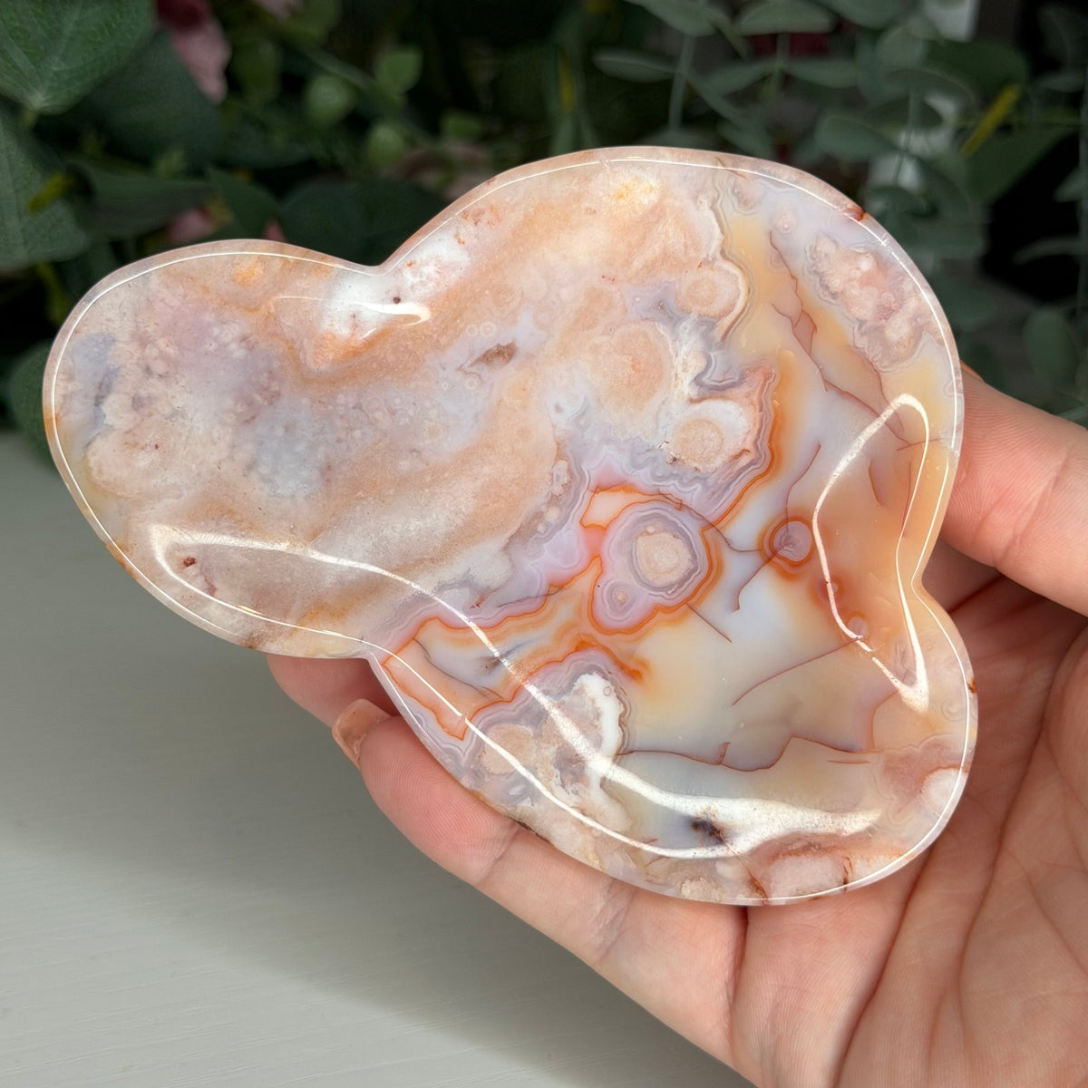 Carnelian Flower Agate Dish D
