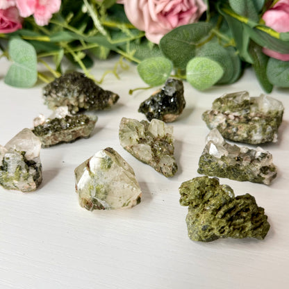 Small Epidote With Quartz Clusters
