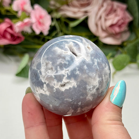 Blue Plume Agate Spheres