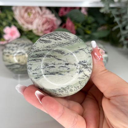 Dendritic Green Picture Jasper Spheres