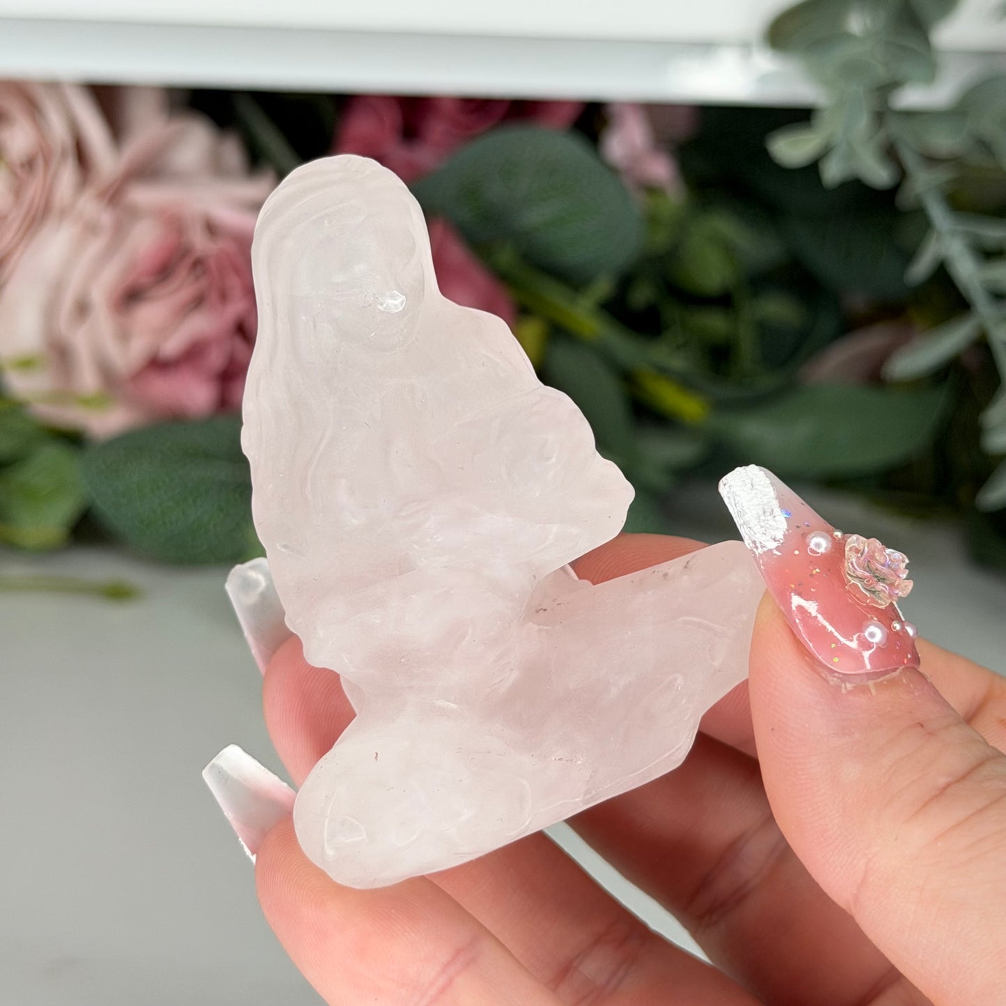 Rose Quartz Mum & Baby Carving