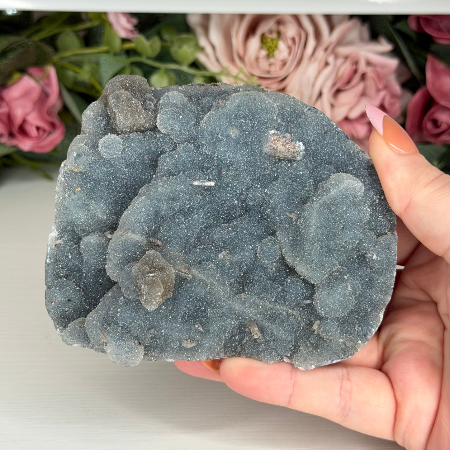 Blue Chalcedony With Stilbite & Calcite 463g