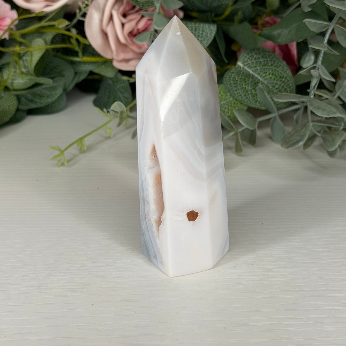 Agate Towers with Pink & Peach Druzy