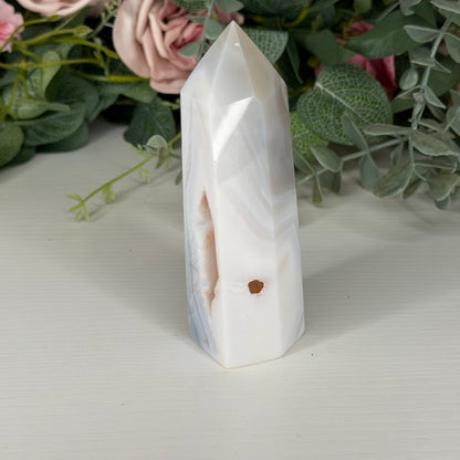 Agate Towers with Pink & Peach Druzy