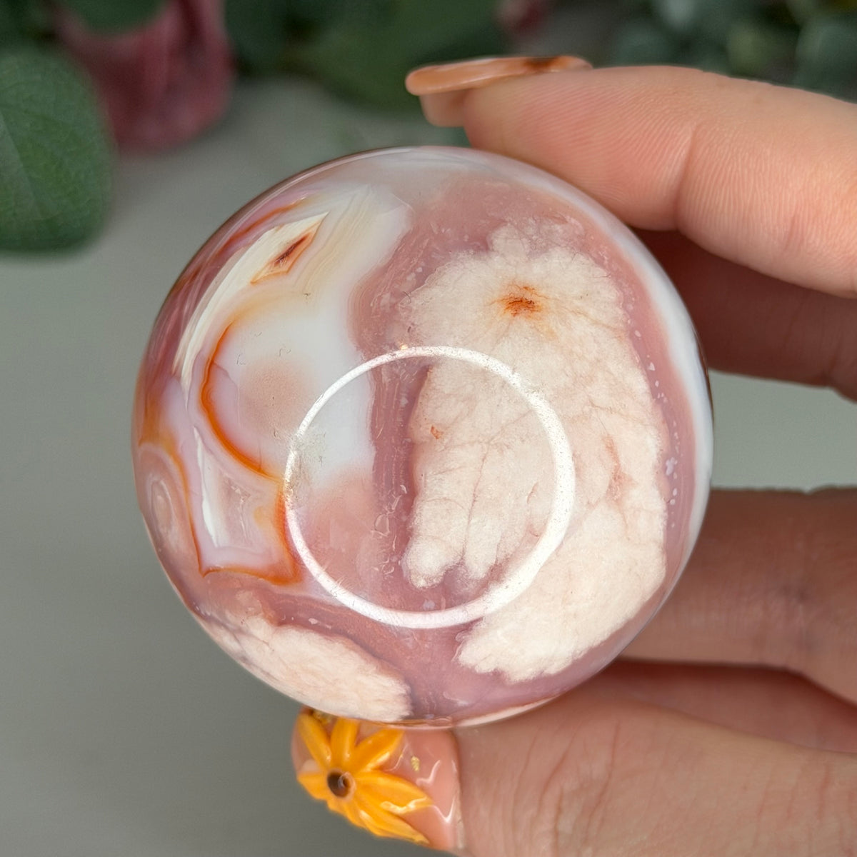 Carnelian Flower Agate Sphere C