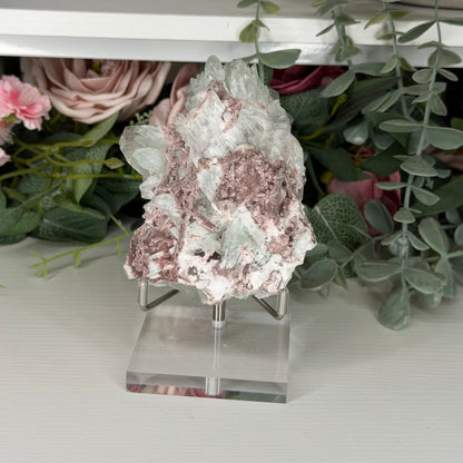 Green Apophyllite With Pink Chalcedony W