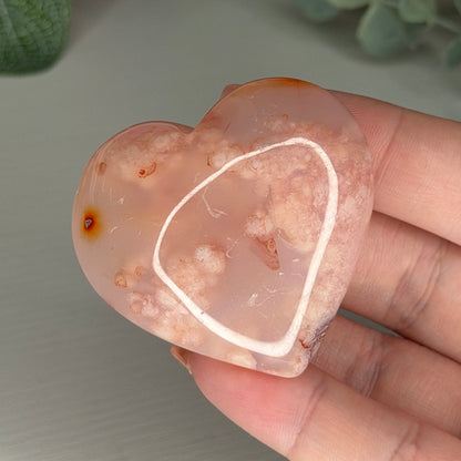 Carnelian Flower Agate Heart