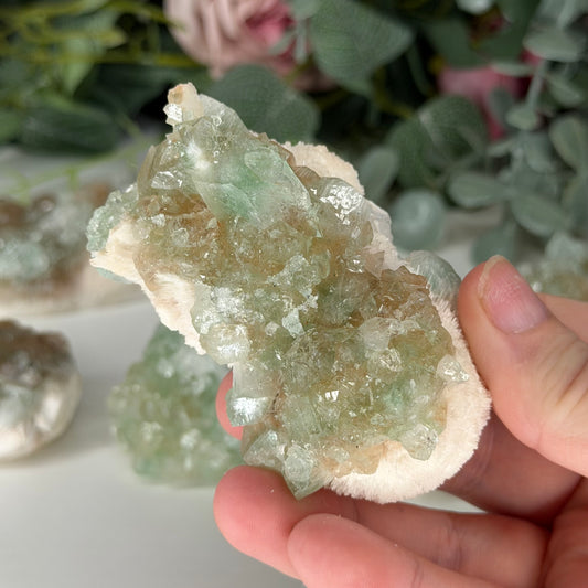 Green & Orange Apophyllite On Mordenite