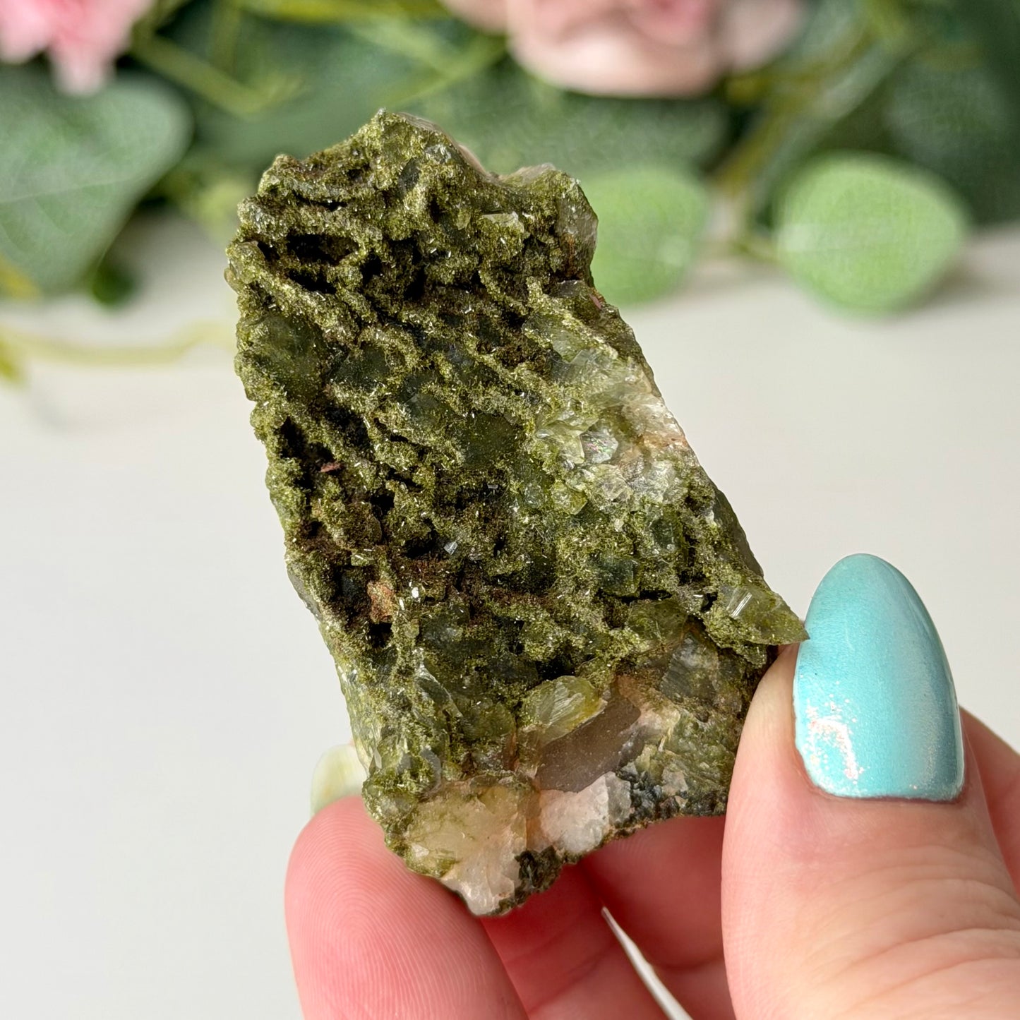 Medium Epidote With Quartz Clusters