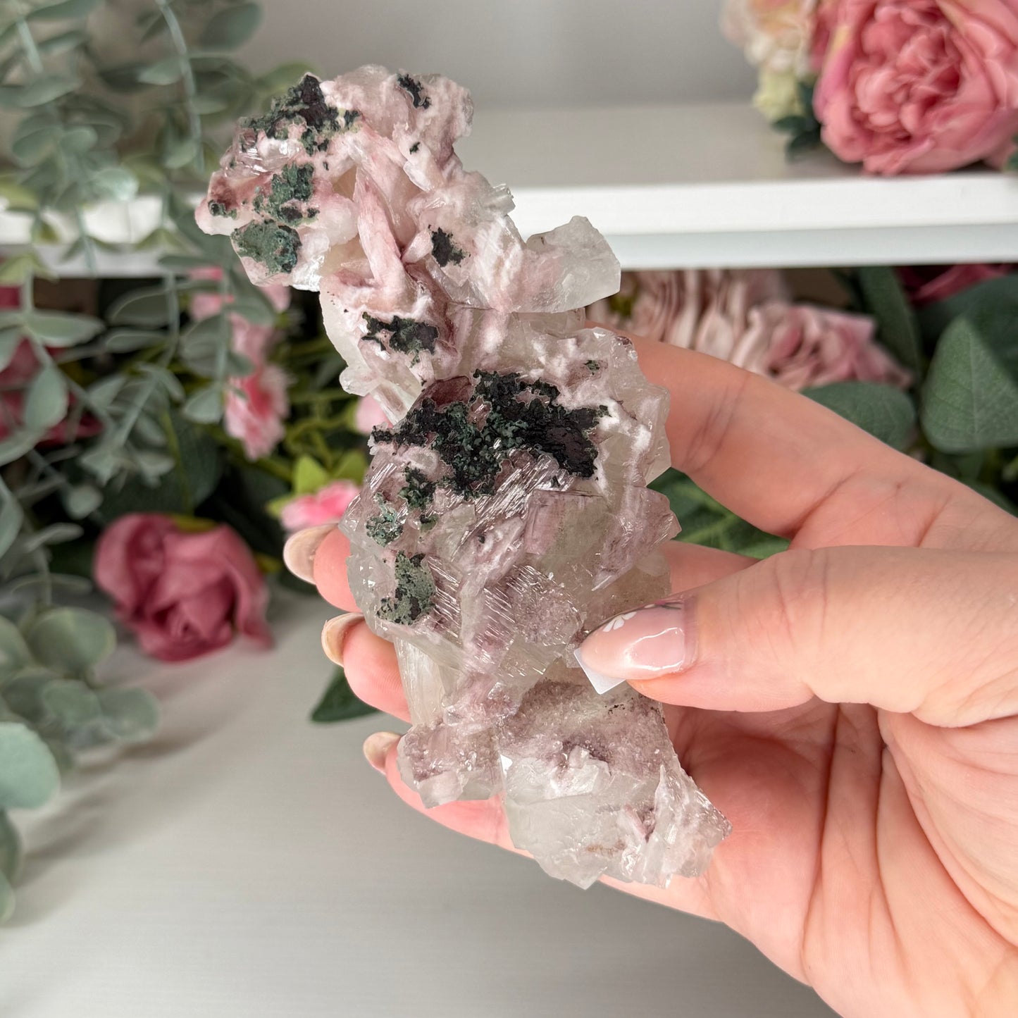 Pink Apophyllie with Stilbite
