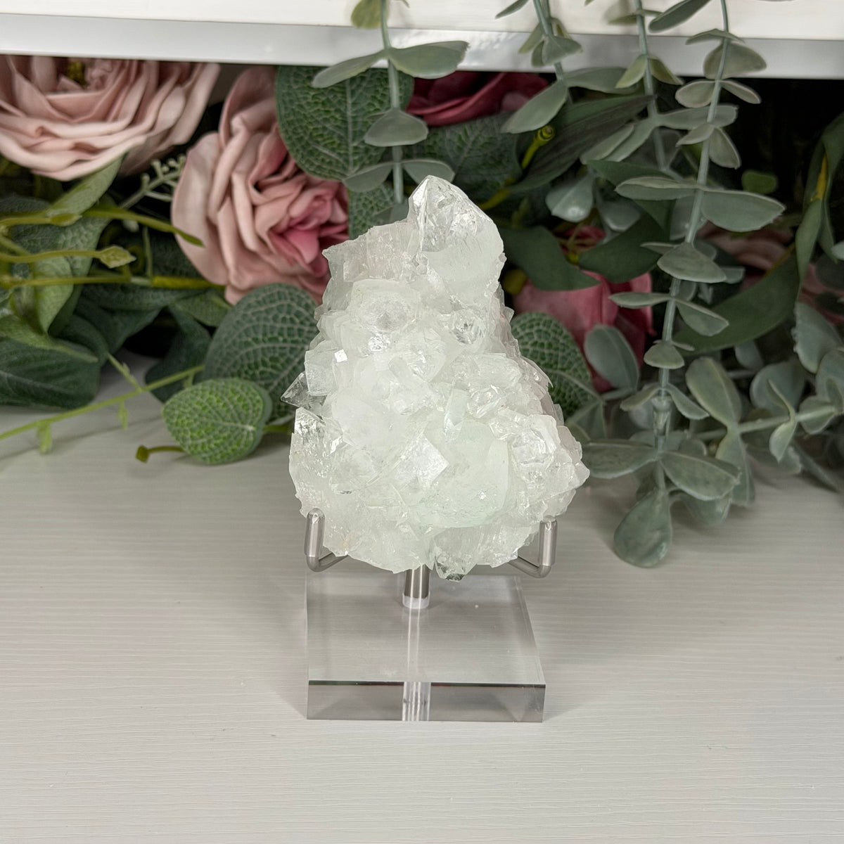 Green Apophyllite With Pink Chalcedony Q