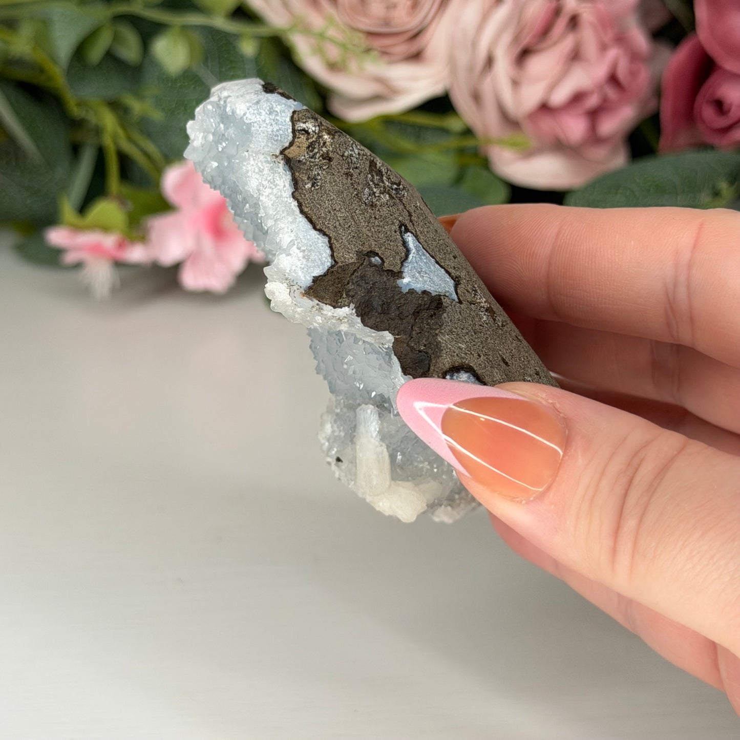 Blue Chalcedony With Stilbite