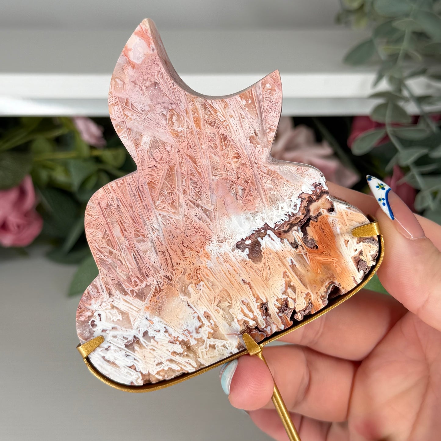 Pink Stick Agate Cloud With Moon C